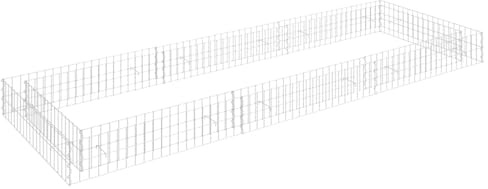 vidaXL Gabionen Hochbeet Blumenbeet Gabione Drahtkorb Steinkorb Pflanzkübel Pflanzbeet Gabionenkorb Steingabionen Verzinkter Stahl 300x100x20cm