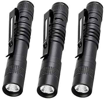 POCKETMAN 900LM Ultra Slim Portable XPE-R3 Mini LED Flashlight Belt Clip Pen Light Tactical Torch 3 Pack (3pcs-9CM)