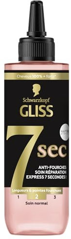 Schwarzkopf - Gliss – Soin Réparation Express 7 Secondes – SOS Longueurs et Pointes Fourchues – Souplesse et Brillance – Complexe Ionique et Huile de Pépin de Raisin – 200 ml
