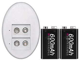 XCC Juego de baterías Recargables de 9v 2 baterías de multímetro Cargador de batería Recargable de Nueve voltios Recargable de 9v (Size : 600mAh)
