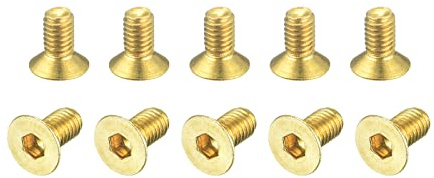 sourcing map 50 Stück Senkkopf-Innensechskantschrauben Flachkopf M3-0,5x6mm | Kopfschraube, Messing, Innensechskantantrieb