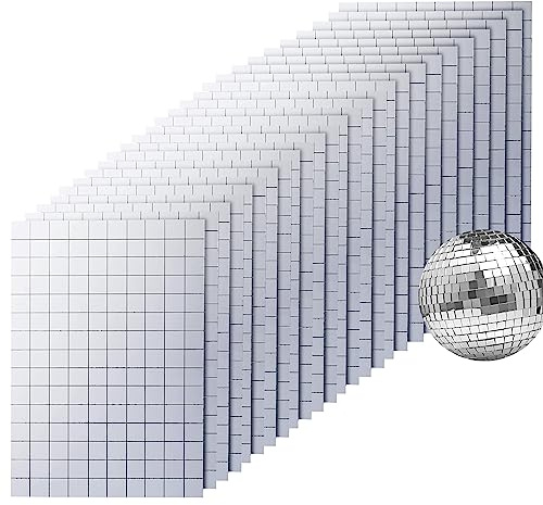 7500 Stück Spiegelmosaikfliesen Quadratisch Glitzer Glas Mosaik Selbstklebende Rückseite Weihnachten DIY Kunst & Handwerk Dekoration (Silber, 10 x 10 mm x 50 Blatt)