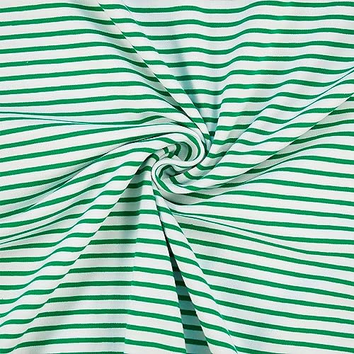 Jersey Stoff gestreift, 2,5mm/5mm | ab 50cm x 150cm (grün/weiß) | Baumwolljersey - Streifen - Garngefärbt
