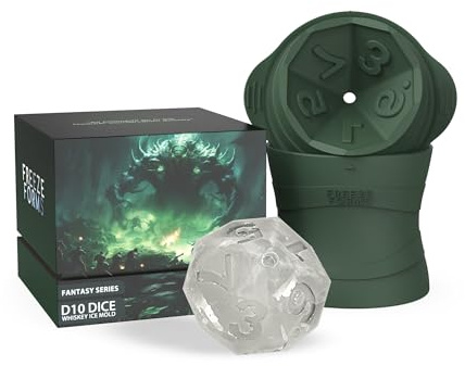 Ultimate D10 Dice Shaped Jumbo Ice Cube Mold for DND/TTRPG Fans - Large Silicone, Easy Fill & Release for Whiskey, Cocktails, Juice - Perfect Gamer Gift & Fantasy D&D Essential
