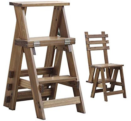 KAZUP Klappstufen Modischer Klappstuhl aus massivem Holz, Multifunktions-Trittleiter/Treppenstuhl mit 3 Stufen für Zuhause, 150 kg Tragkraft (Farbe: #1)