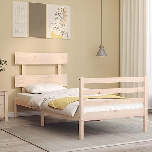 ZQQLVOO Bettgestell Familienbett Palettenbett Massivholzbett mit Kopfteil 90x200 cm Geeignet für Familienzimmer
