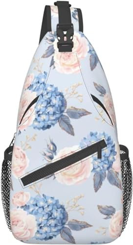 KWQDOZF Leichter Sling-Rucksack mit Blumen-Streifen frische tropische Früchte Avocado Schulter-Brusttasche Sling-Tasche Reisen Wandern kleiner Rucksack