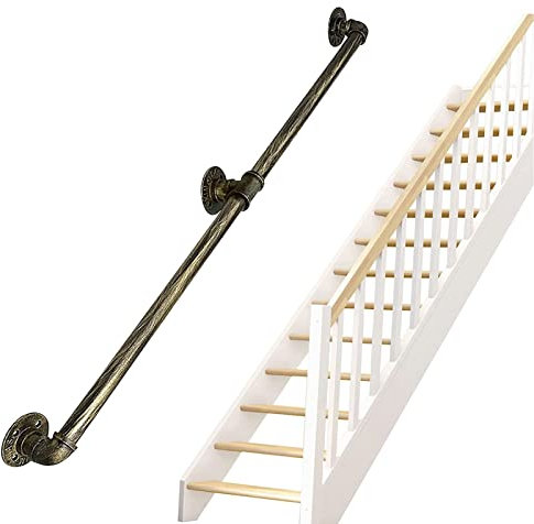 Moderner Antik-Messing-Treppengeländer-Handlauf für den Innen- und Außenbereich, 1 Fuß bis 20 Fuß, komplettes Set, 1 m, 1,5 m, 2 m, 2,5 m, 3 m, 4 m, 5 m, 6 m, Treppengeländer, Sicherheitshandläufe (3