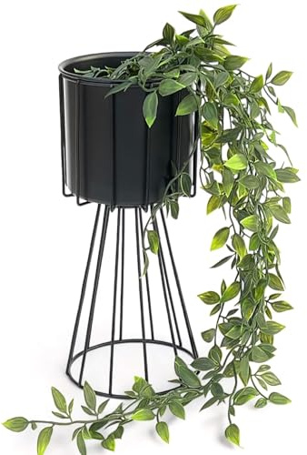 DanDiBo Blumenhocker Metall Schwarz 32 cm Blumenständer 96528 Blumensäule Modern Pflanzenständer Pflanzenhocker