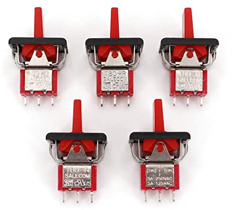 elektronischer Schalter Wippschalter 5 Stück SH T80-R Serie R8016A-P14 3-poliger Momentary MOM-Off-MOM Selbst-SPDT-Wipp- und Paddelschalter (Color : 5pcs Red)