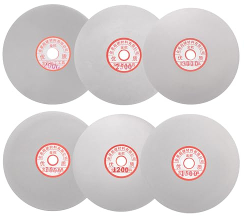 uxcell Diamant-Schleifscheiben-Set, 150 mm, Körnung 1000/1200/1500/2000/2500/3000, 1,27 cm Dornloch, flache Rundscheibe, Polierscheiben für Edelstein, Fliesen, Glas, Stein, Metall, 6 Stück