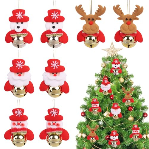 Weihnachtsglocken-Ornamente, Weihnachtsbaum-Hängedekoration, große Glocken mit Glöckchen, zum Basteln, Urlaub, Partyzubehör, 8 Stück