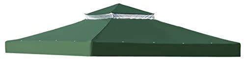 10x10FT Green Double Tier Gazebo Canopy Top Replacement Waterproof Outdoor Grill Shelter Pavilion Cover with Air Vent Garden Patio Yard Canopy Top Cover 300x300cm