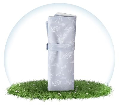 Hinzling Wickelunterlage für Unterwegs - Botanical Graphite - Abwaschbare, Schadstofffreie, Nachhaltige und Moderne Unterlage - Must-Have Baby Reise Zubehör