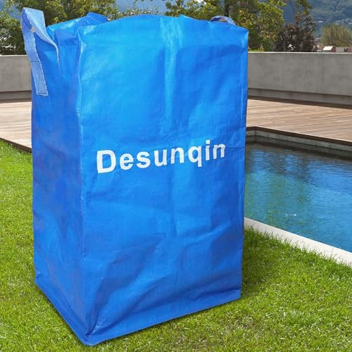 Large Pool Cover Storage Bag with 2 Carry Handles, 43.3 X 21 Inch Above Ground Pool Winter Storage Bag Container Heavy Duty Waterproof Swimming Pool Storage Bag for Winter Cover Organizing