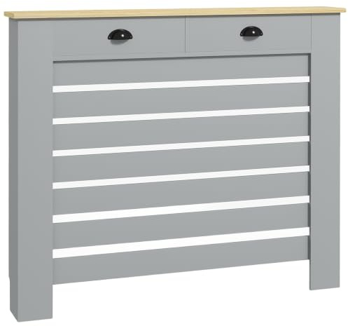 HOMCOM Radiator Cover with Drawer, MDF, Grey, Medium H:95.5/W:111/D:19 cm