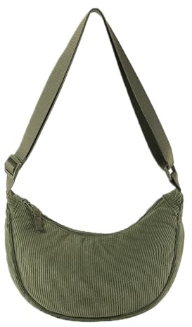 GUSXPPD Damen Cord Crossbody Bag, Halbmond Tasche Umhängetasche, Damen Halbmond Tasche Schultertasche Mit Einstellbar Schultergurt Lässige Umhängetasche aus Cord für jeden Anlass
