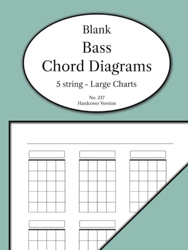 Blank 5 String Bass Chord Diagrams: 5 String Bass Chord Chart Book with Blank Chord Boxes. 9 Large Diagrams Per Page, Ideal for Beginners, Students and Tutors.