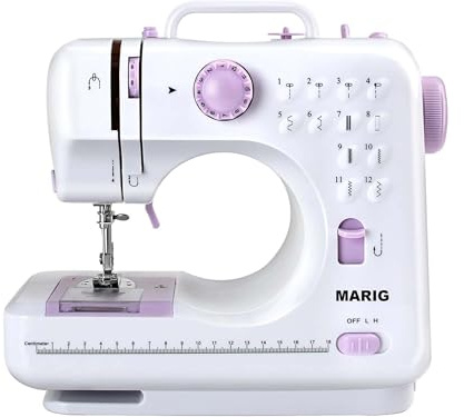 MARIG Sewing machine for beginners with 12 stitches 2 speeds double thread