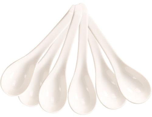 PRETYZOOM 6pezzi Cucchiai in Ceramica Bianca Per Minestra e Riso Design Ergonomico Antiscivolo Utensili Da Cucina Multifunzionali Per Zuppe e Porridge Accessori Cucina Pratici e Eleganti