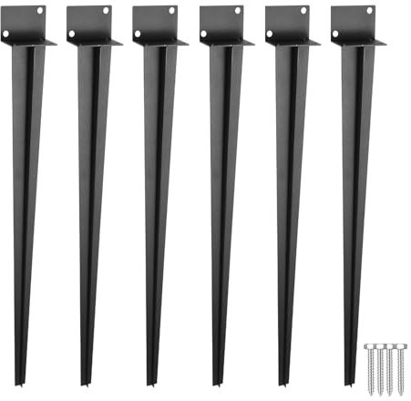 ISOISL Manicotto per pali in legno, lunghezza 55 x 700 mm, supporto per pali con punta lunga, manicotto per recinzioni, progetti da giardino (6 pezzi)