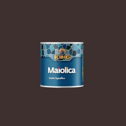 King Smalto Sopraffino a Solvente MAIOLICA,per ambienti marini e montani,per esterni ed interni,per ferro, legno, leghe leggere, lamiere zincate e muri,750ml (343 TESTA DI MORO, 750ml)