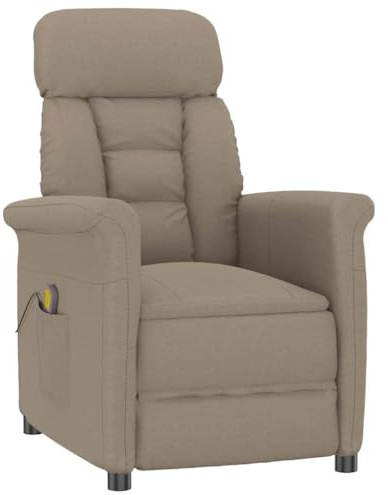 vidaXL Justerbar Taupe Massagefåtölj Med Flerpositions Ryggstöd Och Armstöd För Inomhusavkoppling Fläckresistent Mikrofiber Klädsel Snygg Modern Design Vadderat Armstöd Bekväm Sittplats Hållbar
