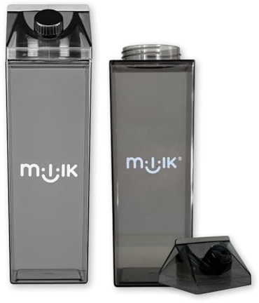 Doppelpack Mililk® Kanne | 2 x 1 Liter | BPA frei | transparent und getönt | Karaffe | Wasserflasche | Milchkarton für Saft, Getränke | Wasser Krug | spülmaschinenfest