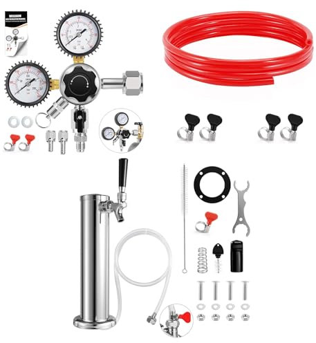 FZCXHONJ Kegerator Tap Tower Kit CO2 Regulator Beer Keg Regulator Red CO2 Gas Line Hose