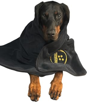 Urban Paws Collective® UK Dog Towel - Extra Large 140x70cm Super Soft Premium Microfibre Dog Towel - Luxury Black Ultra Absorbent - Fast-Drying Dog Towels for Drying Dogs