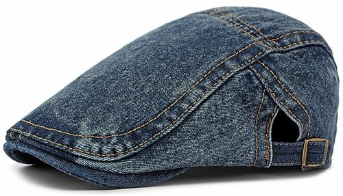 Buywis Denim Newsboy Cap for Men Ivy Gatsby Golf Hunting Cabbie Beret Hats | Women Newsboy Flat Cap, Lightweight Breathable, Adjustable, All Seasons Wear for Golf Driving Fishing Hiking
