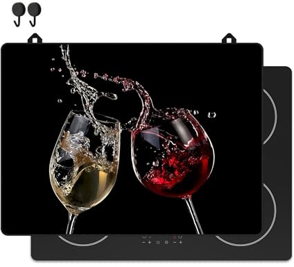 KitchyMist Protège Plaque Induction Vin - 71x52 cm - Déco cuisine - Protection pour plan de travail - Cuisson protégée - Fond de hotte de cuisine