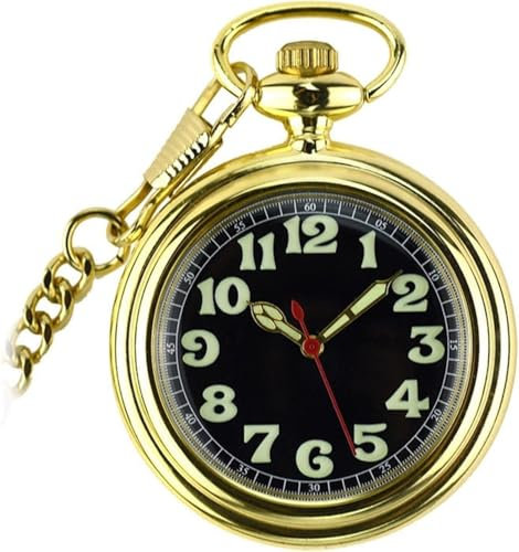 KJMWXOP Vintage Watch Vintage Pocket Watch 3D Oil Pressure Luminous Quartz Pocket Watches With Chain Christmas Graduation Birthday Gifts Fathers Day(Gold)