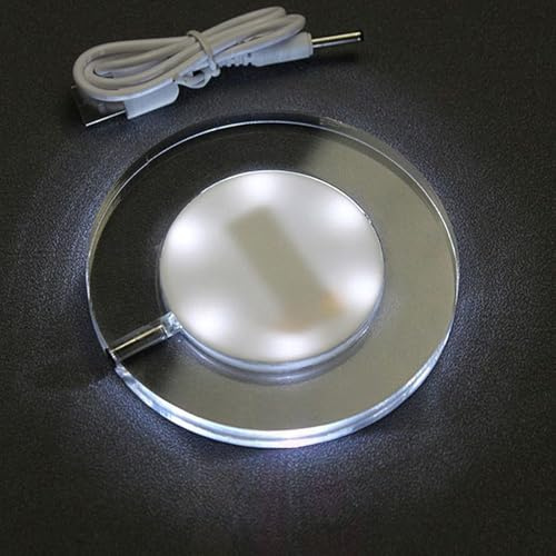sous-Verre LED - Lot de 2 sous-Verres Lumineux Rechargeables, 3 Modes d'éclairage pour bière, Cocktail et vin - Idéal pour Les fêtes, Mariages, Bars et discothèques (Blanc, Circulaire)