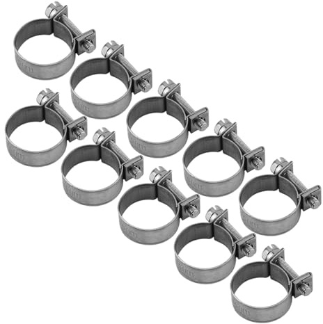 10PCS Mini Hose Clamps, 304 Stainless Steel Mini Fuel Line Pipe Hose Clamp Clip Fit for Thin Wall Hose in Small Sizes (18-20Mm)