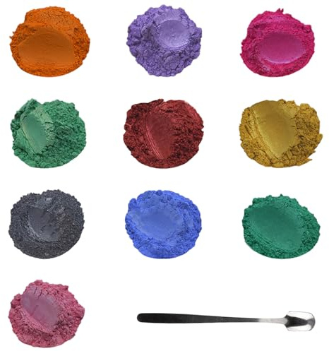 10 Farbe für Gießpulver 3g, Farbpigmente für Gießpulver, Mica Powder, Pigmentpulver für Diy Kunstharz Gießharz, Kerze, Schmuckherstellung, Seife, Kosmetischer, Badebombe, Nagellack, Schleim