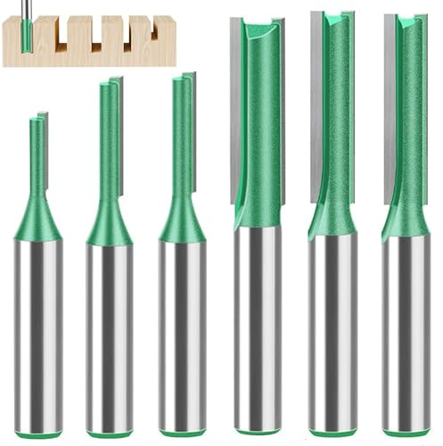 MOLIMOLI Set di frese per scanalature da 6 Pezzi, Fresa con Gambo 8 mm, Legno 3-8 mm Lame in Metallo Duro, fresatura precisa scanalature, Testa della Fresa, Accessori