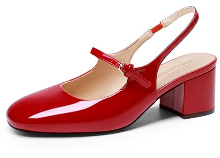 DREAM PAIRS Scarpe Donna Eleganti - Mary Jane Basse con Tacco Grosso, Slingback, Punta Quadrata, Chiuse, per Matrimonio, Festa, Lavoro, Ufficio