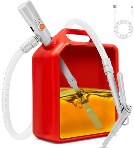 Elektrische Transferpumpe, Kraftstoffpumpe mit Auto-Stop, Benzinpumpe für kanister, Überlaufschutz Doppelte Stromversorgung (USB-C/AA), 2.8 GPM Automatische Absaugung Pumpe für Benzin, Diesel, Öl
