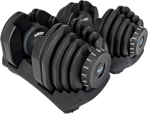 BRAINGAIN 17-in-1 Adjustable Dumbbell 40kg Pair, Smart-Click Technology | Fast Weight Changes with Secure Locking System, Anti-Slip Grip