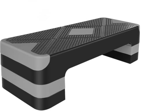 Gymflex 3-Level Adjustable Aerobic Step Platform 10/15/20cm, Non-Slip Fitness Stepper 250KG Load, Home Gym Exercise Step Board for Cardio, Yoga, Workout, Multi-Use Home Office Stepper