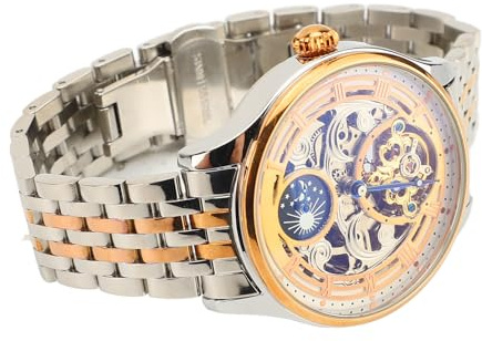 AKLOSIPY Luxury Skeleton Automatic Watch för Män med Tourbillon Moon Phase, Mekanisk Armbandsur