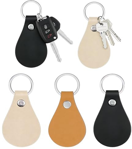 PIANKEKE 18 Stück Schlüsselanhänger Leder Schlüsselanhänger Rohlinge, PU-Leder Rohlinge zum Gravieren und Basteln, Schlüssel Anhänger Lederrohlinge für Bastelarbeiten Laser Gravur Zubehör