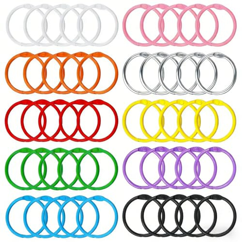 50Pcs 30mm Metal Binder Rings for Flash Cards, Index Cards, Book Binding, Keychains & Crafts