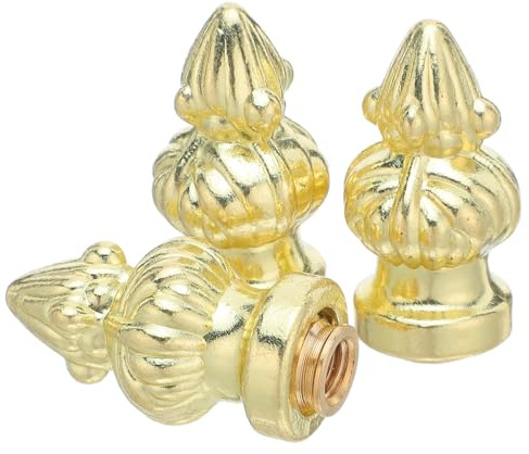 SHOWERORO Remates de Lámpara de Latón 3 Piezas con Pomo de Piña Decorativo, Adaptador de Cobre para Rosca M10 Compatible con M6, Accesorios para Pantalla de Lámpara de Mesa y Pie