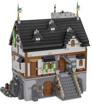 BlueBrixx Burg Bärenfels Palas, 2772 Teile, mittelalterliches Burgmodell | Abnehmbare Etagen, Geheimgang zur Schatzkammer, Falltür zum Kerker, Minifiguren, 350 x 240 x 350 mm, ab 10 Jahren, 109003