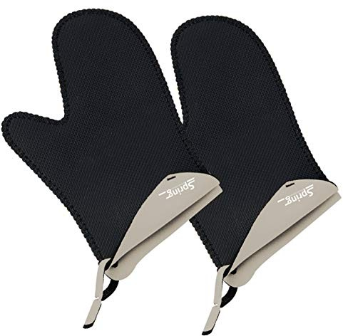 Spring Grips Topfhandschuh kurz, 1 Paar grau, hitzebeständig bis 250°C | Thermoresistentes Material, temperaturbeständig bis 250°C, fleckenabweisend, weich und griffsicher – 2 Stück im Set