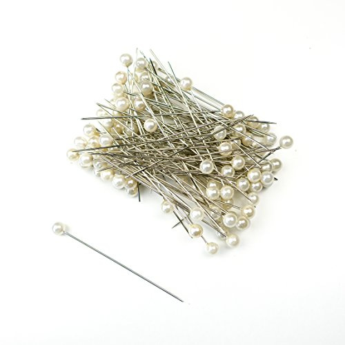 100 Perlennadeln Perlen Anstecknadeln Hochzeitsnadeln Nadel D 6mm L 65mm Pelkopf Dekonadel, Farbe:champagner