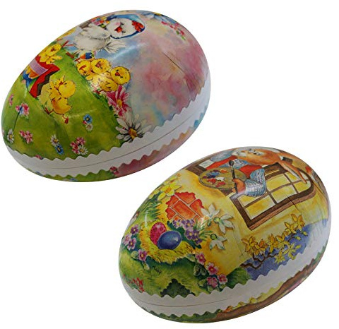 Unbekannt 2er Set Bilderostereier zum Befüllen 15 cm bunt Sortiert, Ostereier, Osterdekoration, Eier, Füllei, Pappei, Papposterei