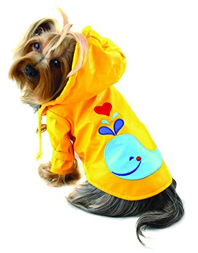 Wasserdichte Jacke für Hunde, Regenmantel, Regenbekleidung, Regenbekleidung mit Baumwollfutter für kleine Rassen, Größe L, Gelb